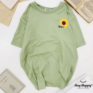Áo thun thêu hình hoa cúc - ẢNH THẬT