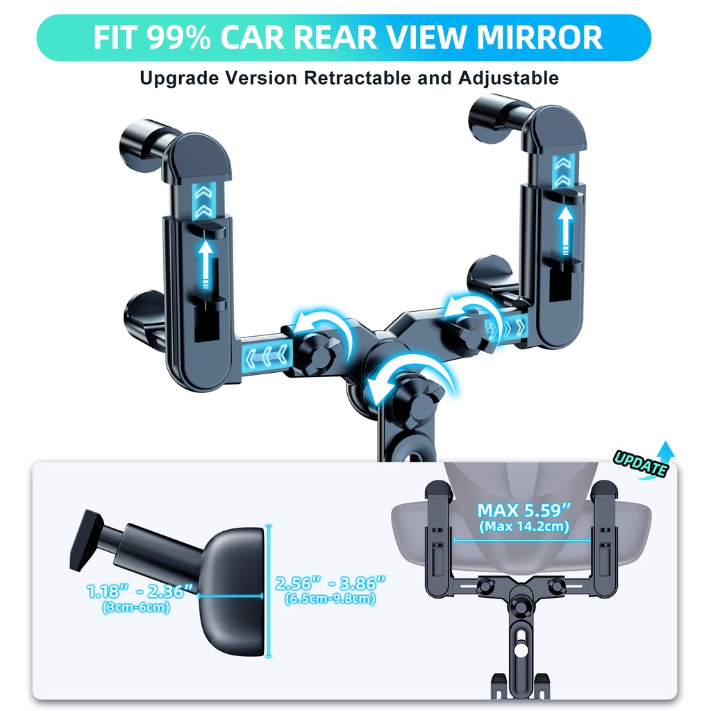 Fonken 360° Giá Đỡ Điện Thoại Gắn Kính Chiếu Hậu Xe Hơi Thiết Kế Xoay Được Tiện Dụng