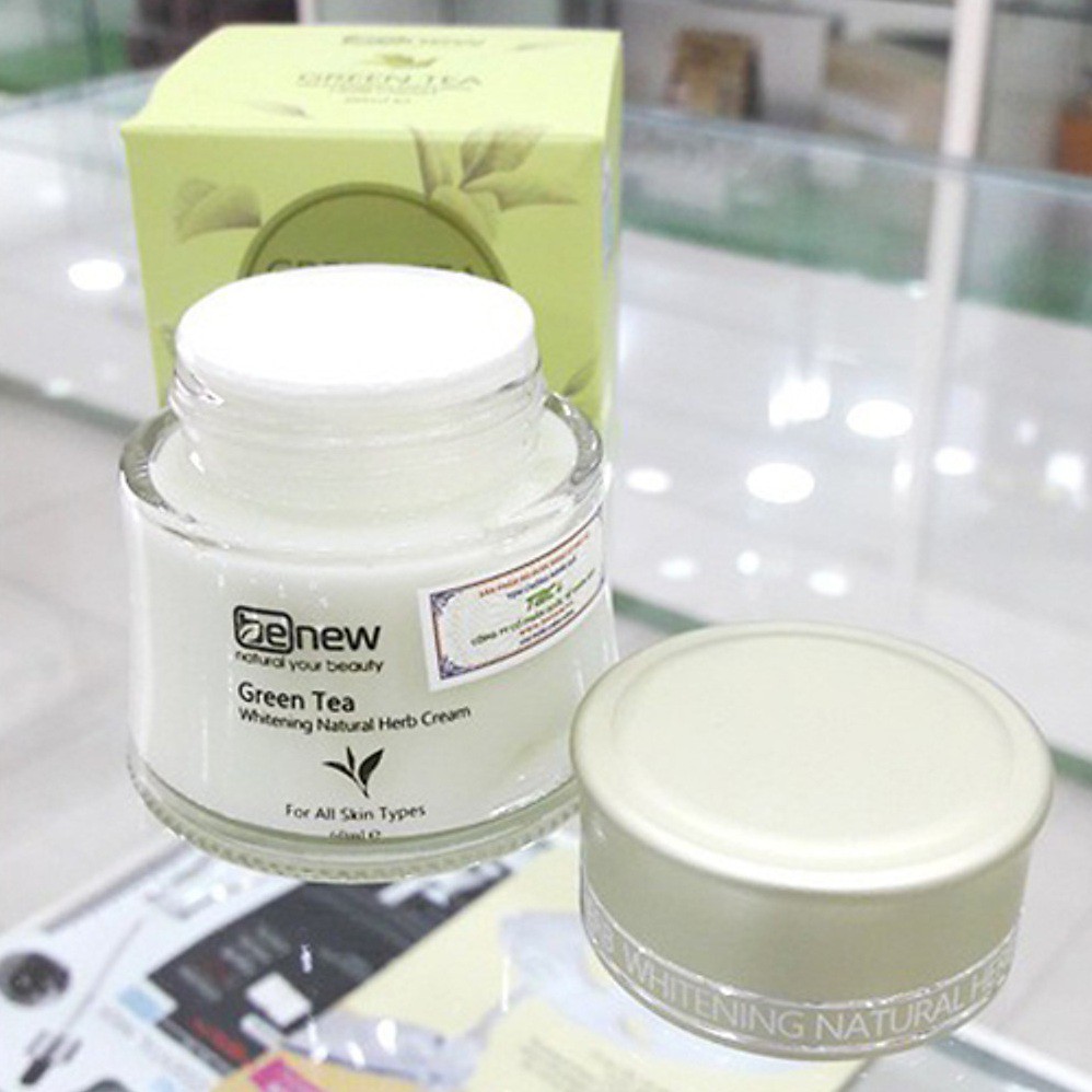 Kem dưỡng da trà xanh xóa mụn, ngừa thâm BENEW GREEN TEA CREAM 50ML/Hộp Hàn quốc chính hãng