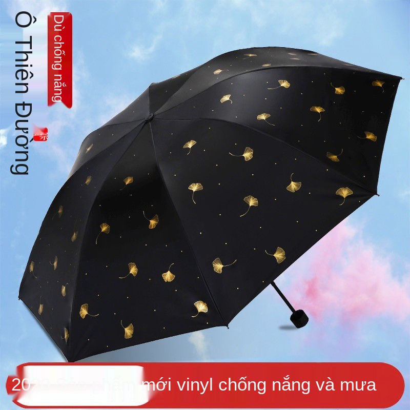 Heaven Ô Unisex Sun Dù che mưa nắng gấp đen Keo chống tia UV