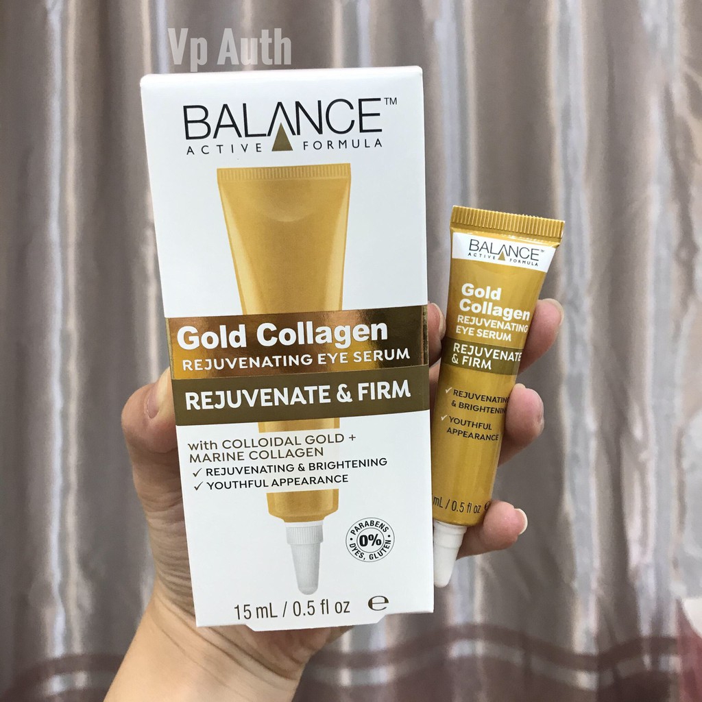 Kem mắt Balance Gold Collagen Active Formula Rejuvenating Eye Serum kem vàng giảm thâm mắt 15ml bản Anh