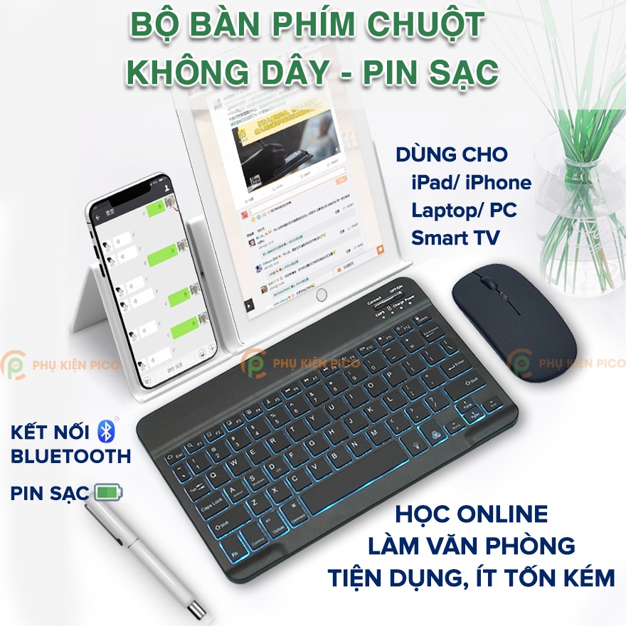 Bàn phím bluetooth hỗ trợ iPad chuột không dây máy tính bảng điện thoại Smart tivi