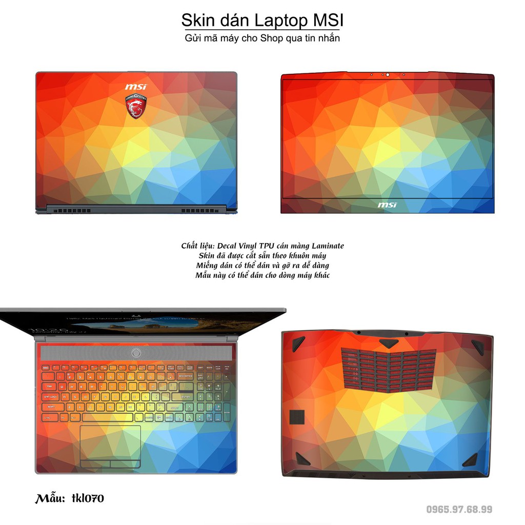 Skin dán Laptop MSI in hình thiết kế nhiều mẫu 7 (inbox mã máy cho Shop)