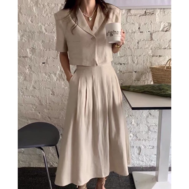 Set Áo Crop Mix CVay A Dài