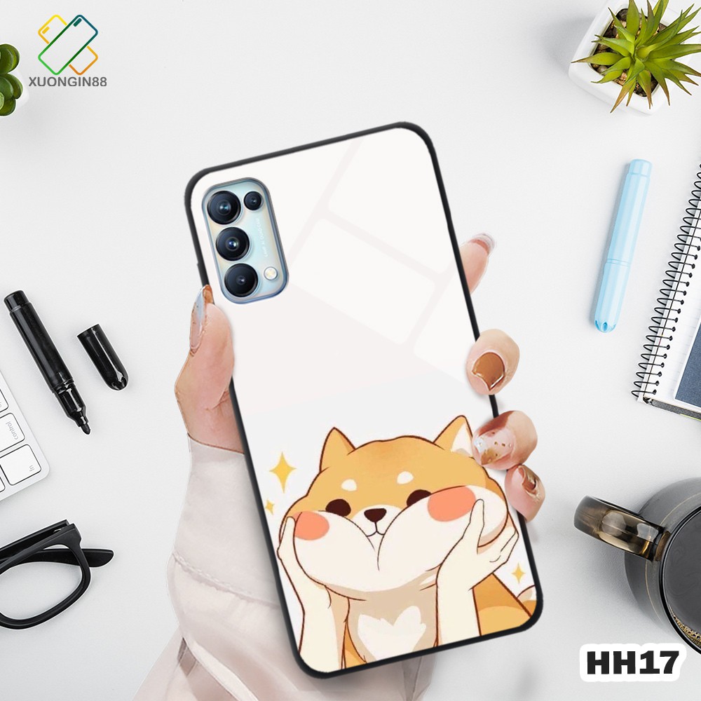 Ốp lưng Oppo RENO 5 kính cường lực hoạt hình cưng xỉu