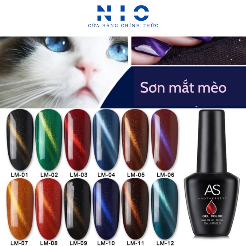 Sơn gel mắt mèo AS mã LM , DM , CM , ZM  , QM , HM ( chai đen )