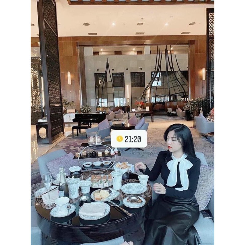 Áo len body cổ nơ _ Áo thiết kế siêu hot