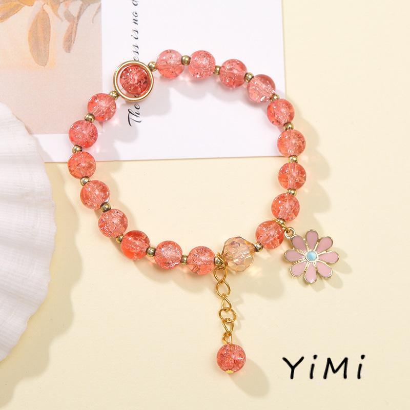 Vòng tay tua rua hoa cúc xỏ hạt pha lê phong cách Hàn Quốc