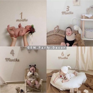 Bộ chữ gỗ 1-12 months. đạo cụ chụp ảnh