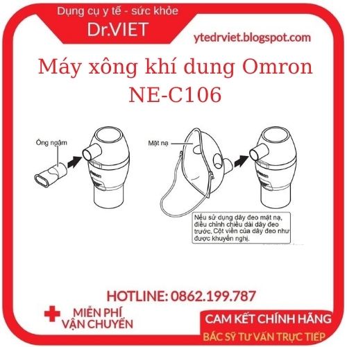 Máy xông khí dung Omron NE-C106 10ml nhỏ gọn, dễ thao tác - Thích hợp xông tại nhà các bệnh về đường hô hấp-DrViet