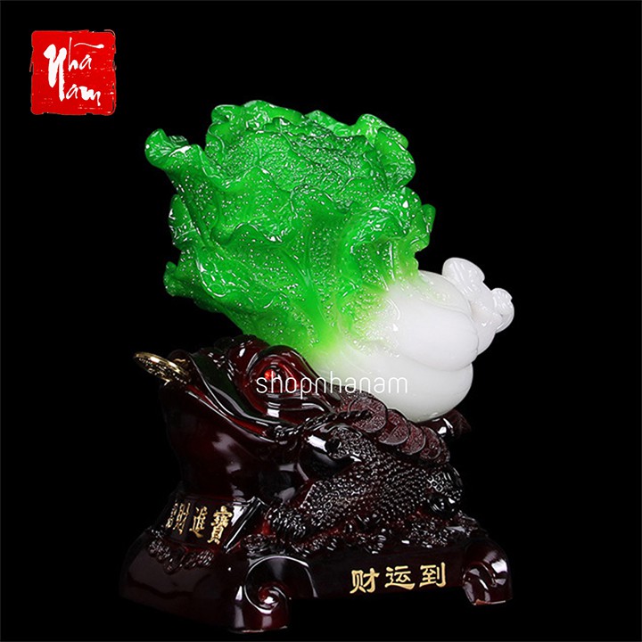 Cóc tài lộc thiềm thừ ngậm tài cõng bắp cải trắng quà tặng trang trí nhà cửa vật phẩm phong thủy | BigBuy360 - bigbuy360.vn