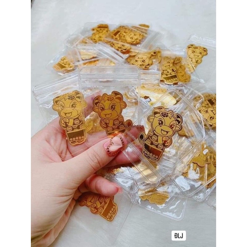 combo hình dán điện thoại trâu vàng