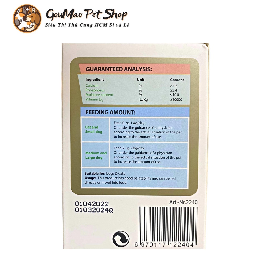 ( BÁN LẺ 1 VIÊN ) Viên canxi sữa dê Bioline bổ sung dưỡng chất cho chó mèo - GOUMAO PET