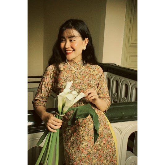 Áo dài truyền thống Se Sẻ hoa nhí đáng yêu