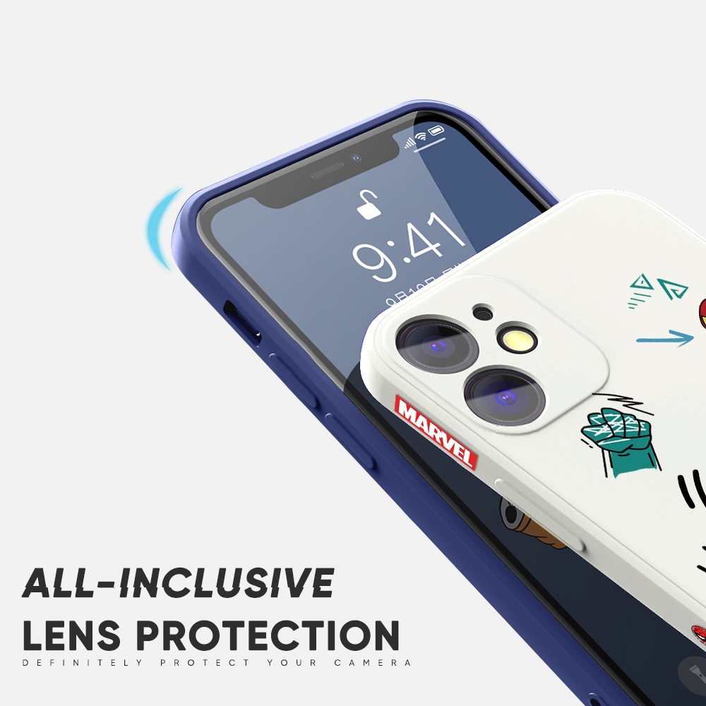 Ốp Điện Thoại Silicon Chống Sốc Họa Tiết Marvel Ironman Spiderman Vuông Cho Xiaomi Redmi Note 11/Note 11S