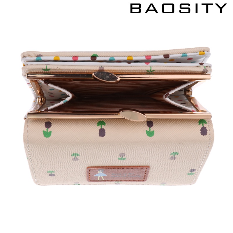[BAOSITY]Womens Bifold Wallet Clutch Card Holders Purse Short Handbag Pink