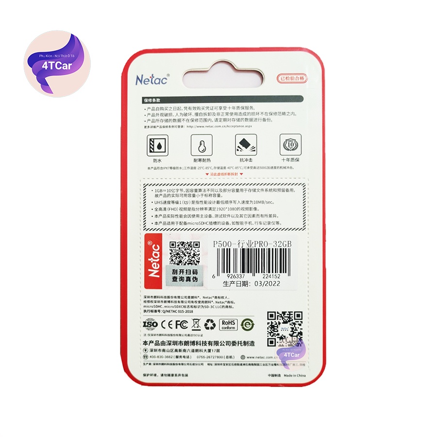 Thẻ nhớ camera hành trình 32G NETAC