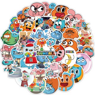 Y&P| Hình Dán Chống Nước The Amazing World of Gumball Phim Hoạt Hình Mũ Bảo Hiểm Máy Tính Xách Tay Hành Lý Dán Thiết Lập, 50 tờ