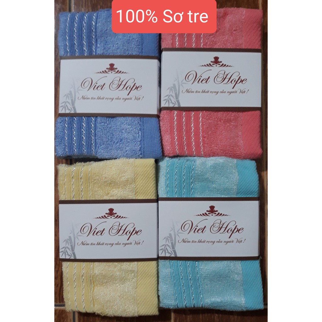KHĂN MẶT NGƯỜI LỚN 100% SƠ TRE VIET HOPE VP04 28X48CM TRỊ GIÁ 26K