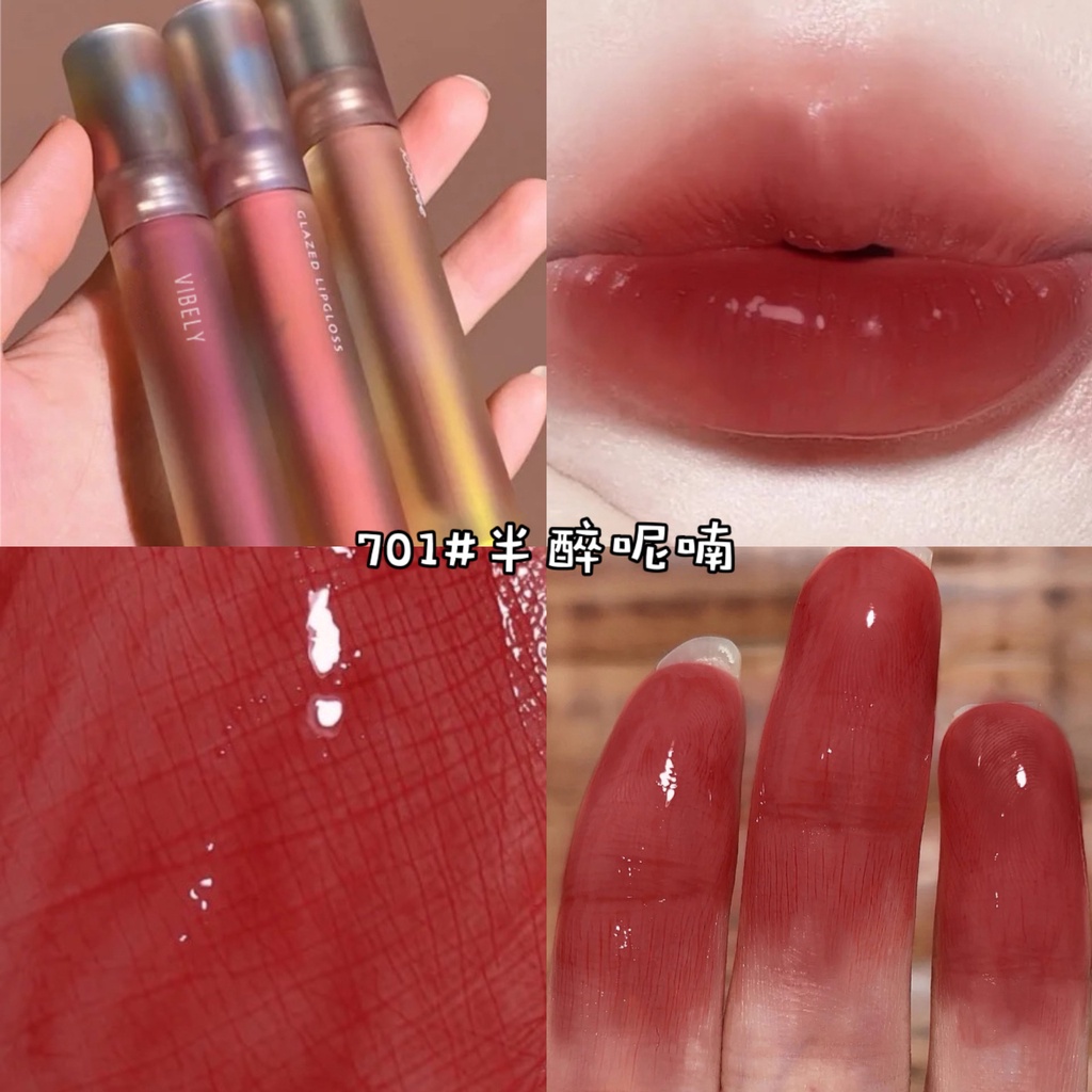 (Hàng Mới Về) Son Bóng Vibely Dưỡng Ẩm Chống Nước Lâu Phai Tiện Dụng