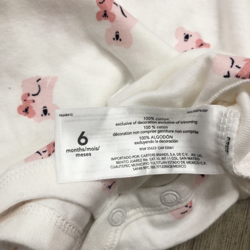 Bodysuit, body chip dây Carter cho bé gái chất cotton mềm mại thấm hút mồ hôi