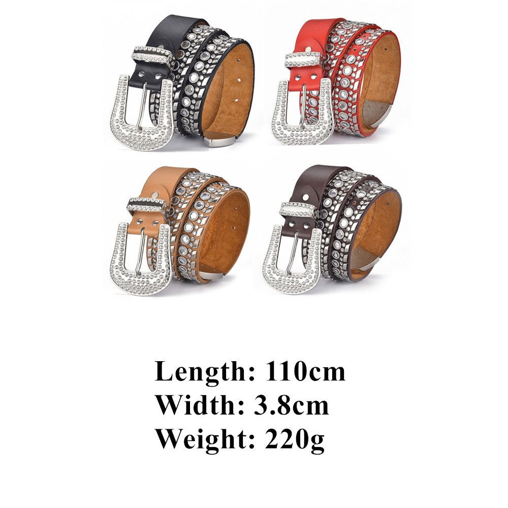 Thắt lưng bản rộng khóa đính đá phong cách punk thời trang thanh lịch cho nữ