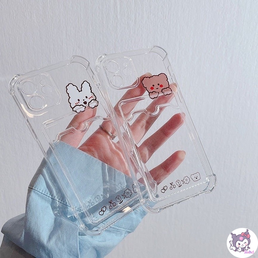 Ốp điện thoại TPU mềm họa tiết gấu/thỏ màu trong suốt chống sốc cho iPhone 13 12 11 Pro Max SE2020 X XR Xs Max 7 8 Plus | BigBuy360 - bigbuy360.vn