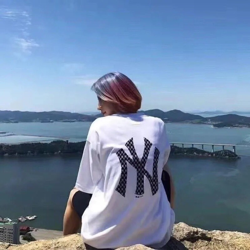 Áo phông ngắn tay NY biểu tượng hoa cũ, áo thun cổ tròn nam nữ