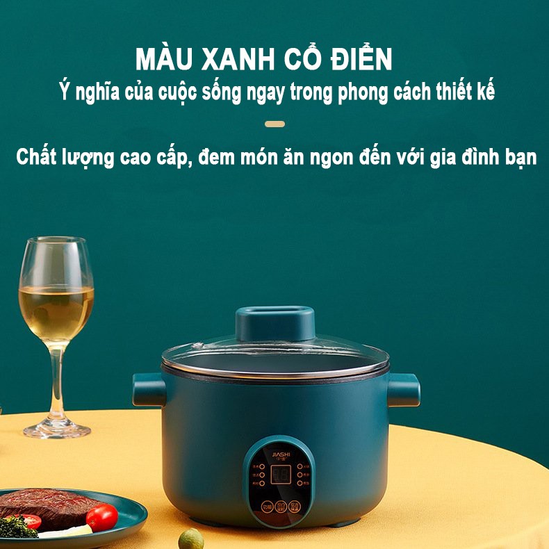 Nồi lẩu điện mini đa năng 2L cắm điện cho 1-2 người ăn có kèm khay hấp, lòng nồi chống dính nội địa Trung cao cấp NLD02