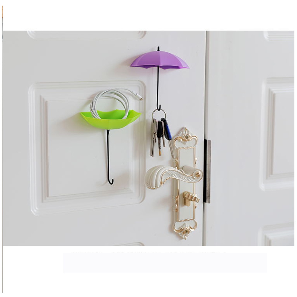 Móc treo dán kính, Treo Đựng Đồ Hình Ô Nhỏ Dễ Thương Nhiều Màu Sắc BABO, móc dính tường