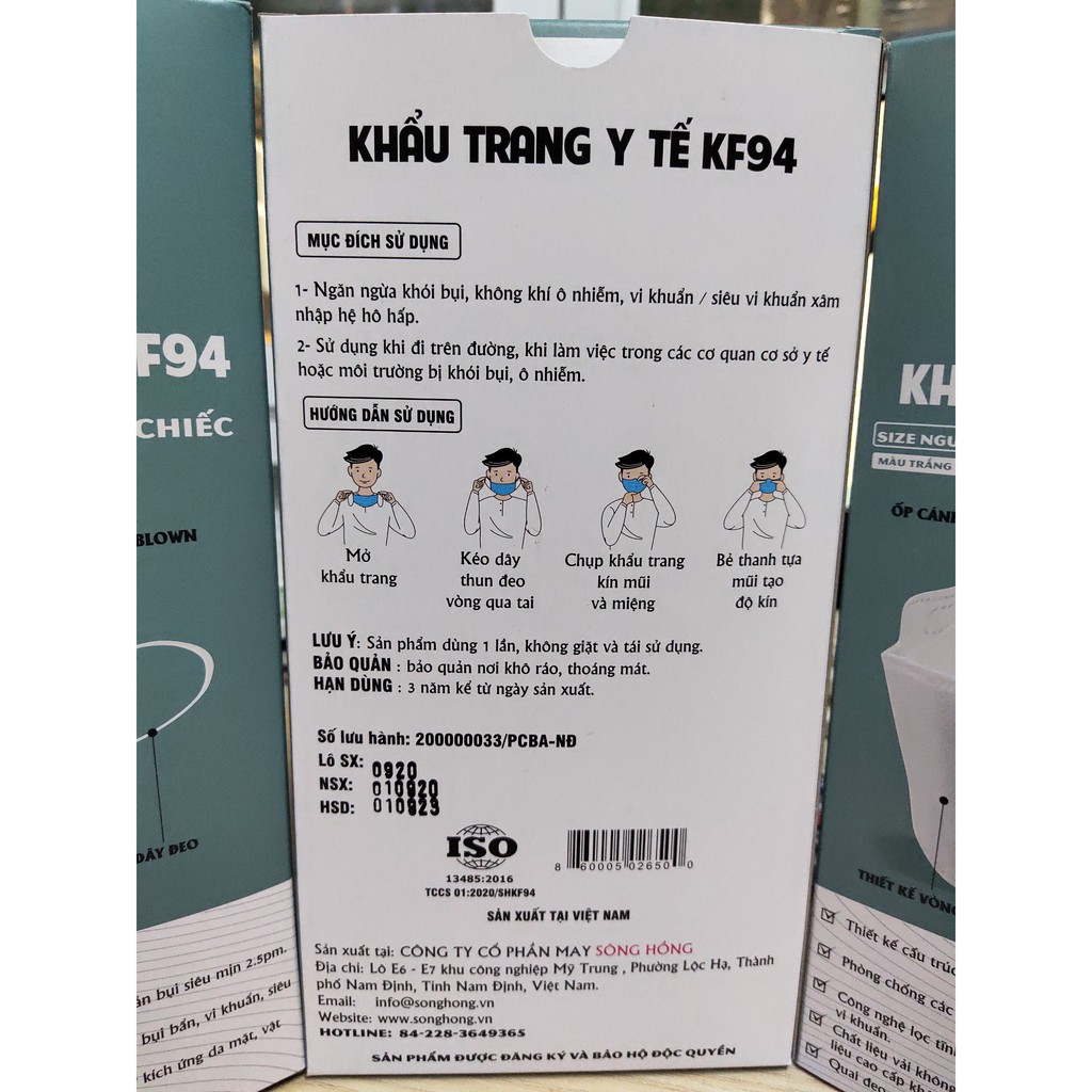 Khẩu trang KF94 Sông Hồng (Hộp 30 chiếc)