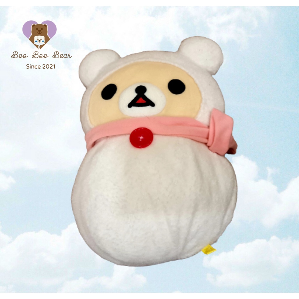 Gấu bông Rila Korilakkuma Rilakkuma cosplay người tuyết đeo khăn hồng 30-35cm