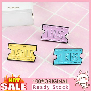 ✤XZY✤Women SMILE HUG KISS Letter Movie Ticket Enamel Brooch Pin Collar Badge Jewelry