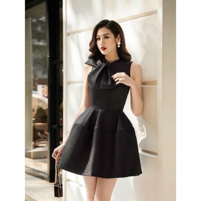 Đầm dáng xoè đầm gấm sang trọng vai nơ dự tiệc đi chơi dạo phố công sở - MN128 - Đầm Váy Mina . .