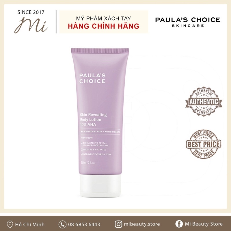 Kem dưỡng đều màu da paulachoice body lotion AHA