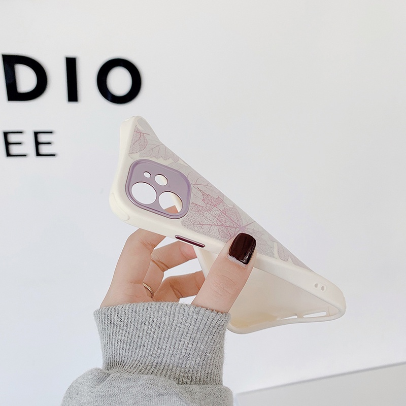 Ốp Điện Thoại TPU Chống Sốc Họa Tiết Lá Tím Cho IPhone 11 12 13 Pro Max Xr X Xs Xsmax 7 8 Plus