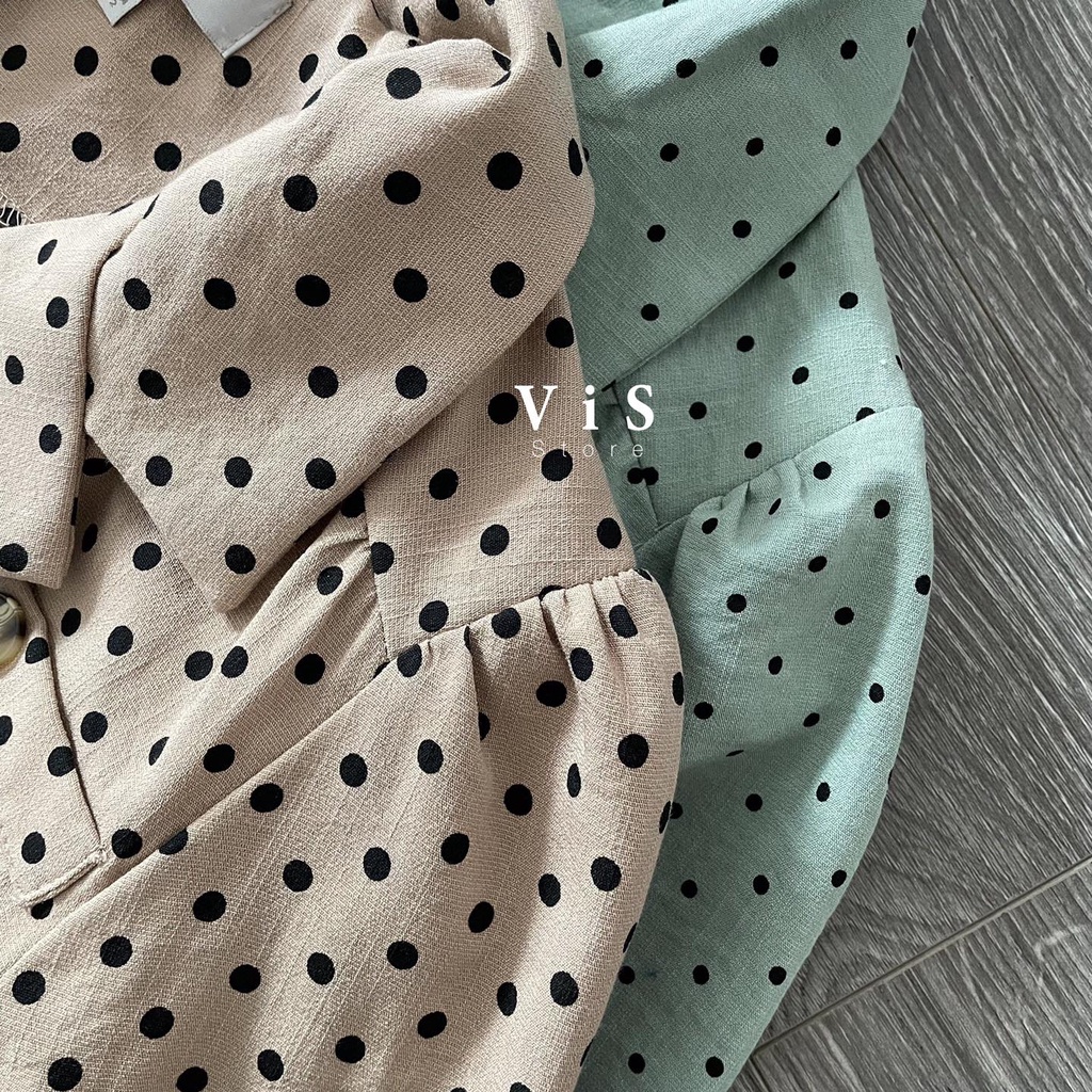 Áo sơ mi nữ tay dài chấm bi