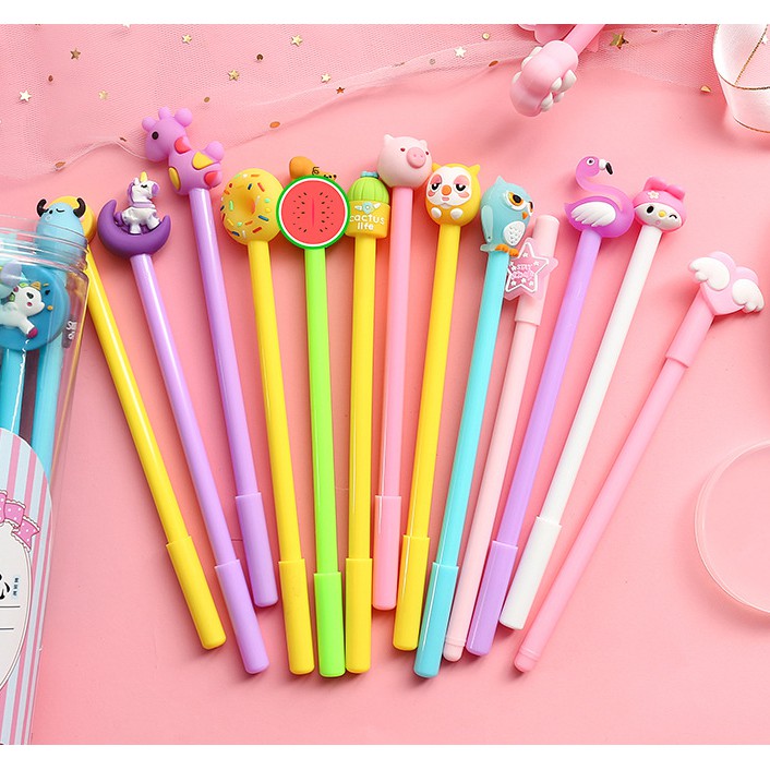 Set bút bi nhiều màu, Combo 5 bút bi nước cute ngộ nghĩnh dễ thương cho học sinh