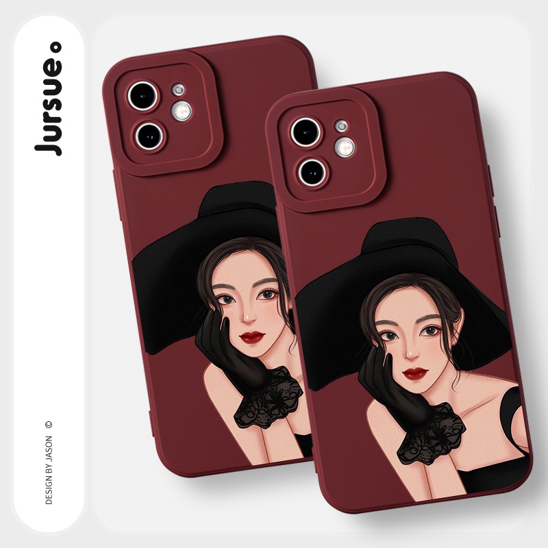 Ốp lưng JURSUE silicon mềm chống sốc hình dễ thương đẹp cho iPhone 13 12 11 Pro Max SE 2020 X XR XS 8 7 ip 6S 6 Plus Y1934