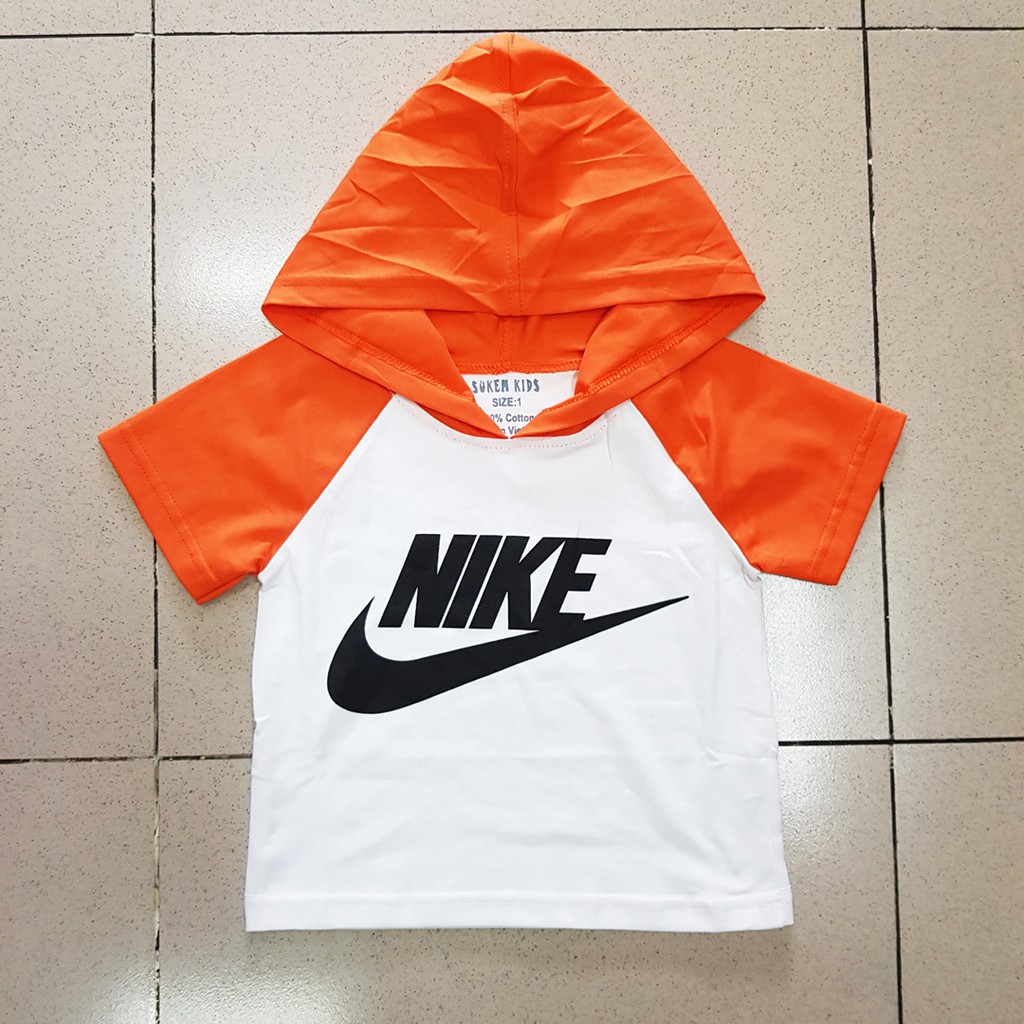 Áo thun cotton nón hoddie in chữ thể thao bé trai và gái