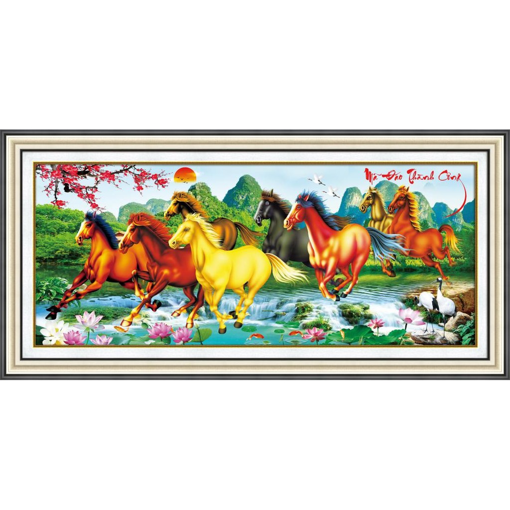 Tranh thêu chữ thập MÃ ĐÁO THÀNH CÔNG 88948(85x44cm)chưa thêu 5d