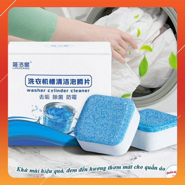 Hộp 12 Viên Vệ Sinh Tẩy Lồng Xoáy Cực Mạnh Tẩy Sạch Chất Cặn Bả, Khử Mùi , Diệt Khuẩn Hiệu Quả