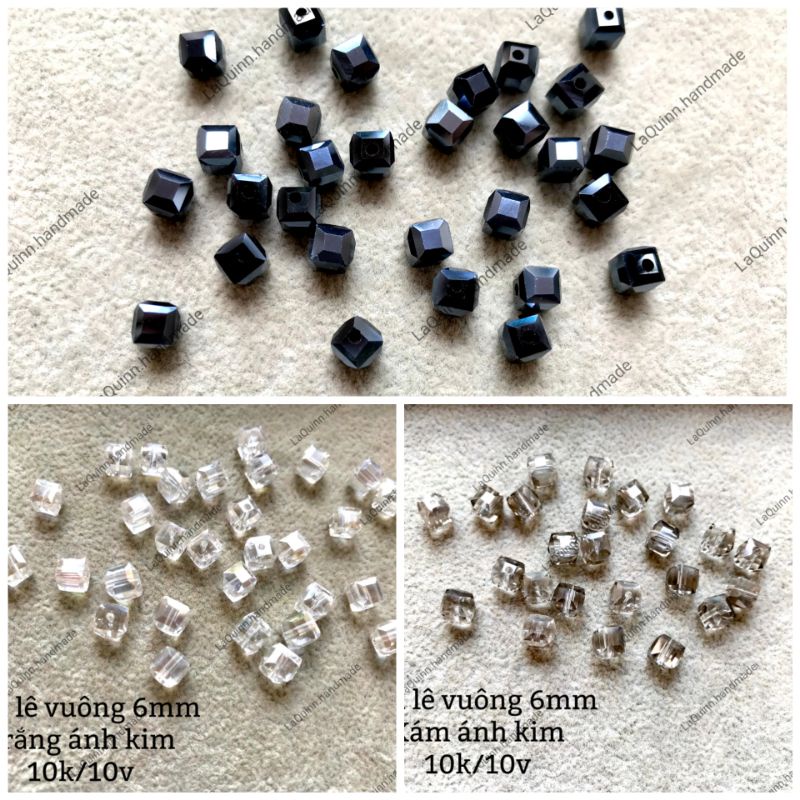 Pha lê vuông 6mm_ Nguyên liệu handmade