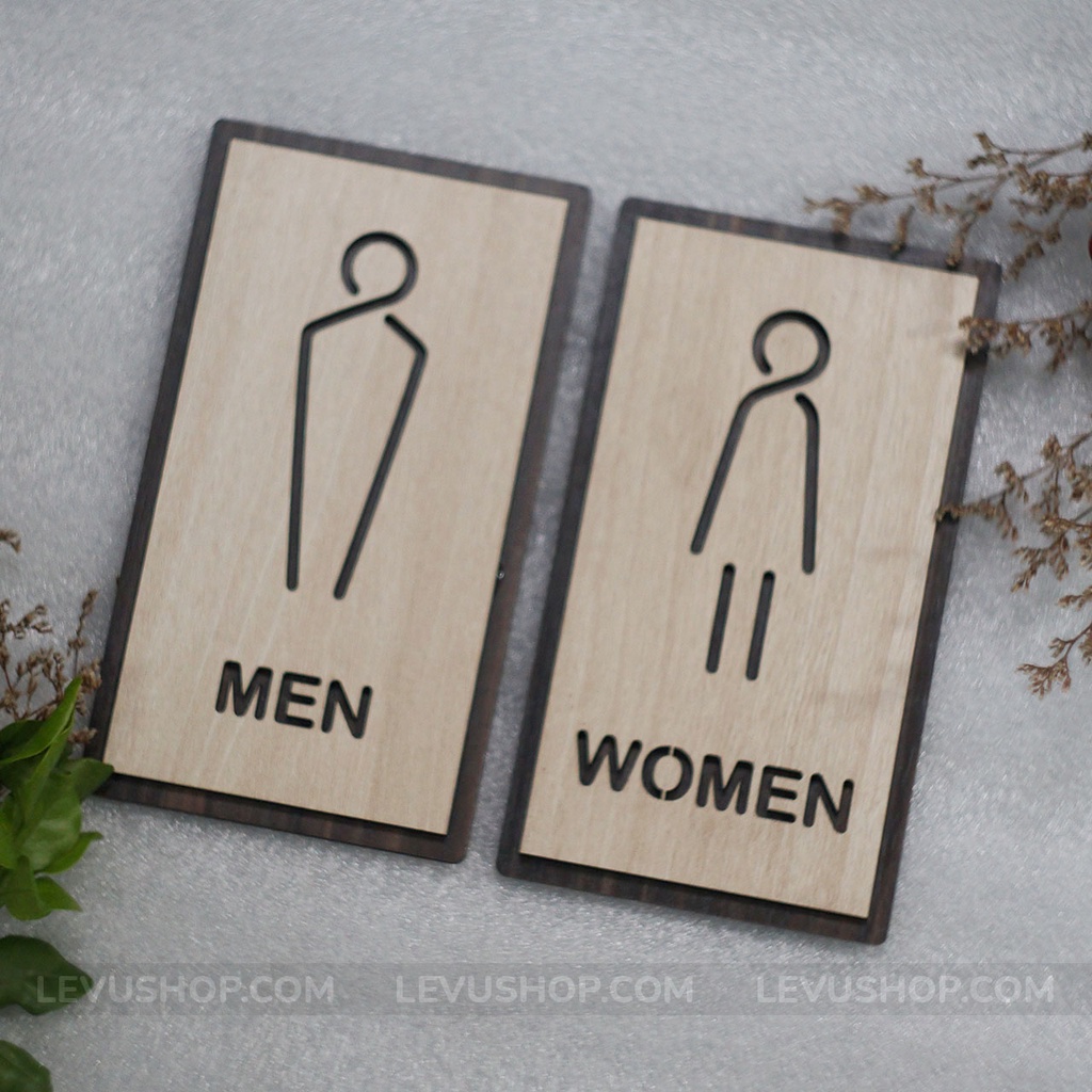 Bảng gỗ Men Women dán cửa phòng vệ sinh LEVU-TL20