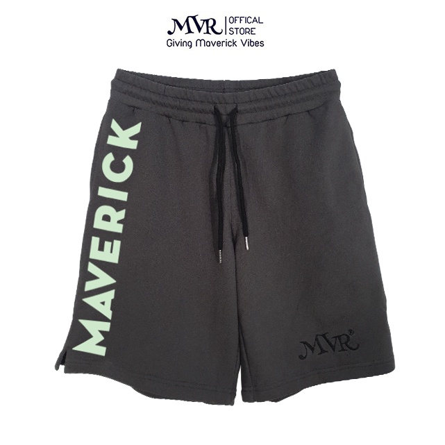 Quần Đùi Short Lửng Nam Nữ Unisex quần Sooc Sọt form Hàn Quốc cotton dầy thêu logo in dạ quang MVR Maverick Đen Xám