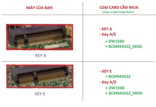 Card wifi máy tính Hackintosh BCM94352Z - DW1560 Broadcom ( Chuẩn M.2 - NGFF )