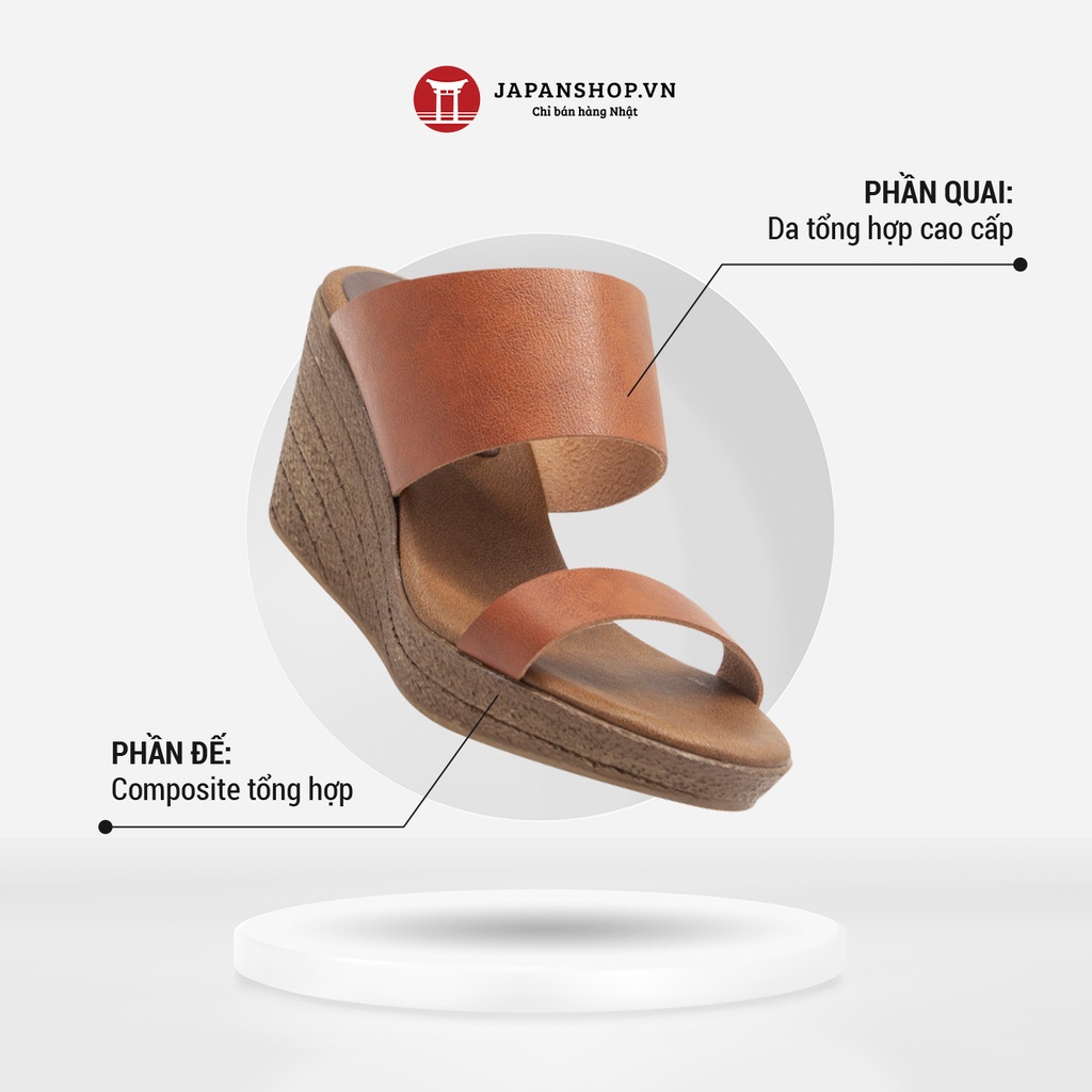 Dép đế xuồng nữ cao gót 8cm KOSU 92972 quai ngang siêu nhẹ made in Japan