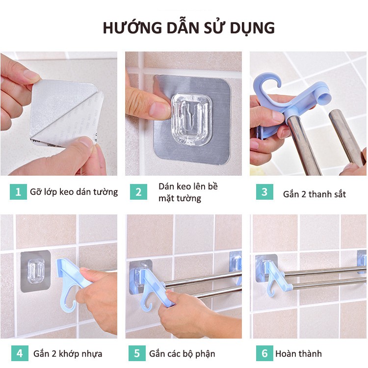 Giá treo khăn 2 tầng dán tường tiện lợi