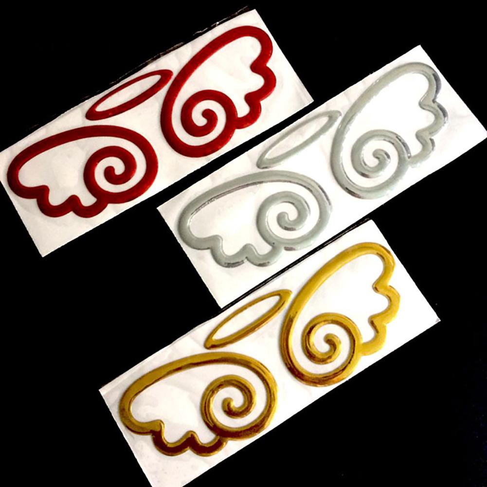 Hình logo 3D dán trang trí xe hơi họa tiết đôi cánh thiên thần bắt mắt