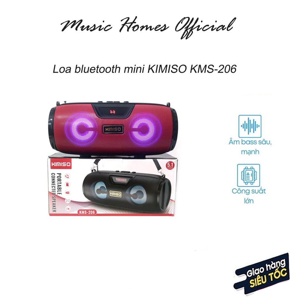 Loa Nghe Nhạc bluetooth Mini Xách Tay Kimiso KMS-206 | Hỗ trợ Nghe Radio FM | Bảo hành 6 tháng lỗi 1 đổi 1